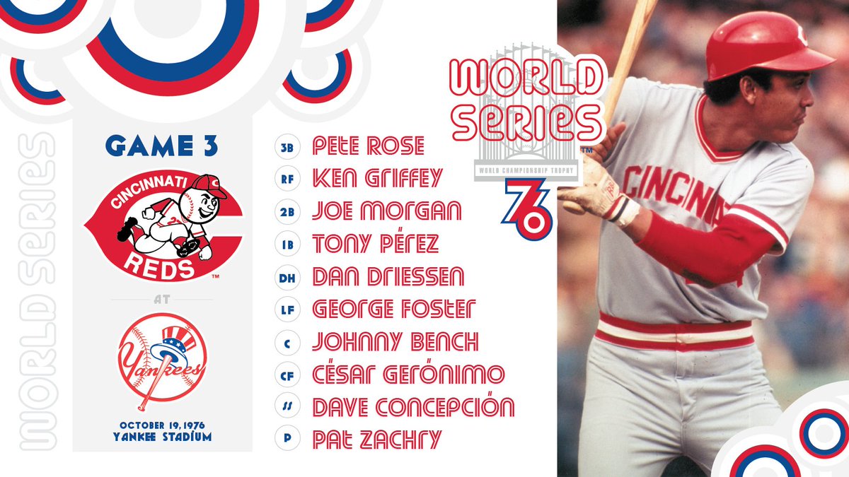 Cincinnati Reds on X: Here is Sparky Anderson's lineup as the # BigRedMachine prepares for Game 3 of the 1976 World Series with a  two-games-to-none lead! Watch at 7 p.m. ET on FOX