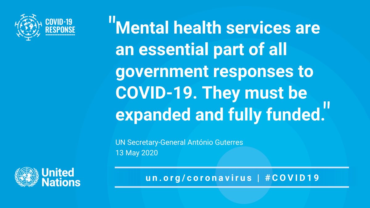 UN's tweet photo. "Mental health services are an essential part of all government responses to #COVID19. They must be expanded and fully funded."

-- @antonioguterres on the need to urgently address the mental health dimension of the #coronavirus pandemic. https://t.co/sF86LWddaz https://t.co/6uisck4gIl