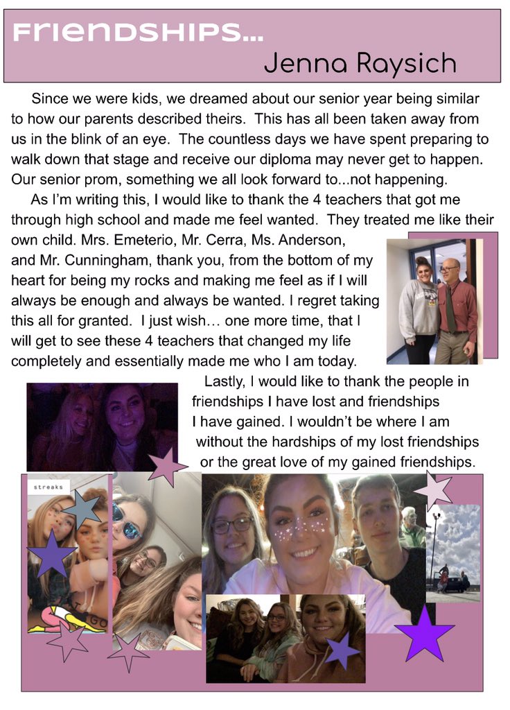 Welcome to “Hijacked” Senior 2020 Digital Mag where my seniors reflect on this crazy situation.   Today’s author: Jenna Raysich - creative, full of life, and passionate! #Mc3G #McGconnected #McGuffeyHS