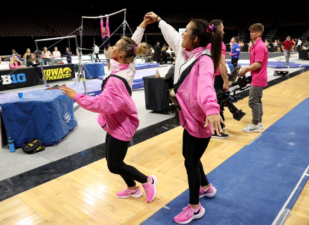 IowaGymnastics's tweet photo. We’re dancin’ cuz FINALS ARE OVERRR!💃🥳🙌 Hawkeyes, you did it! 

@mkampschroeder @GinaaaLeal https://t.co/Lq0FHpNAx7