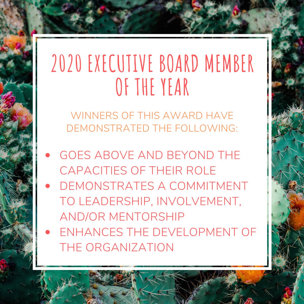 MoStateRHA's tweet photo. RHA is proud to present the 2020 hall council awards of Executive Board Member of the Year and General Assembly Member of the Year!!! Thank you all for a great year! https://t.co/f7EFluDDeT