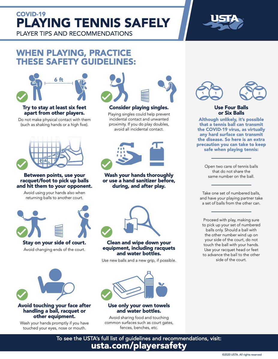 USTASoCal's tweet photo. Be safe 💙 If you are playing tennis this weekend, please exercise these tips for staying healthy. Don't forget to check out local guidelines for additional information. https://t.co/sY4PHeuun7