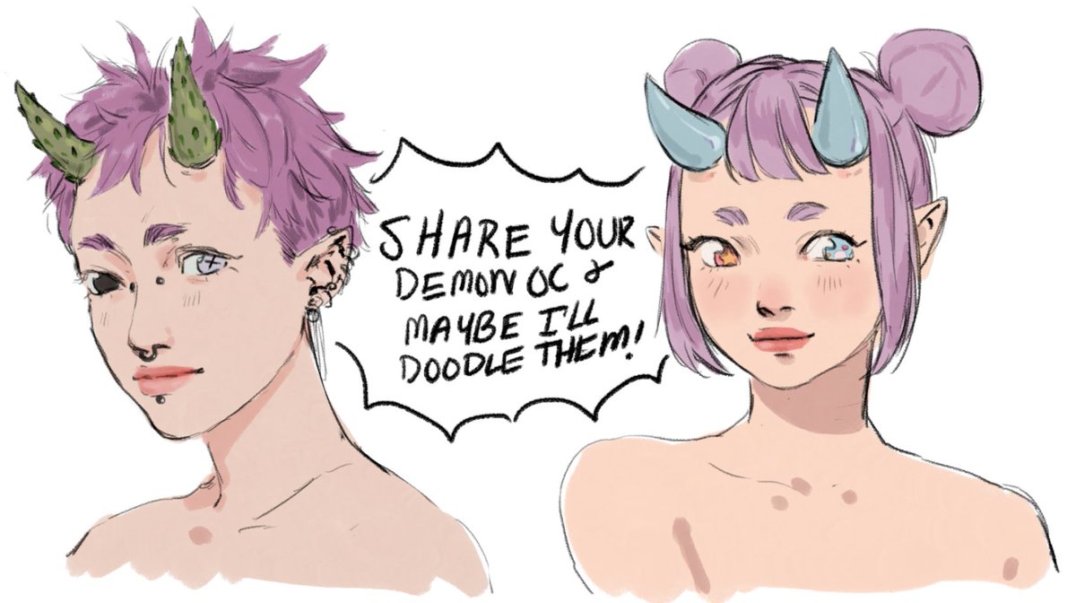 Also! Send me your Demon (or just generally horned) OC and maybe I'll do a doodle of them! (I can't guarantee they'll be in color. Just reply below with refs : ) 