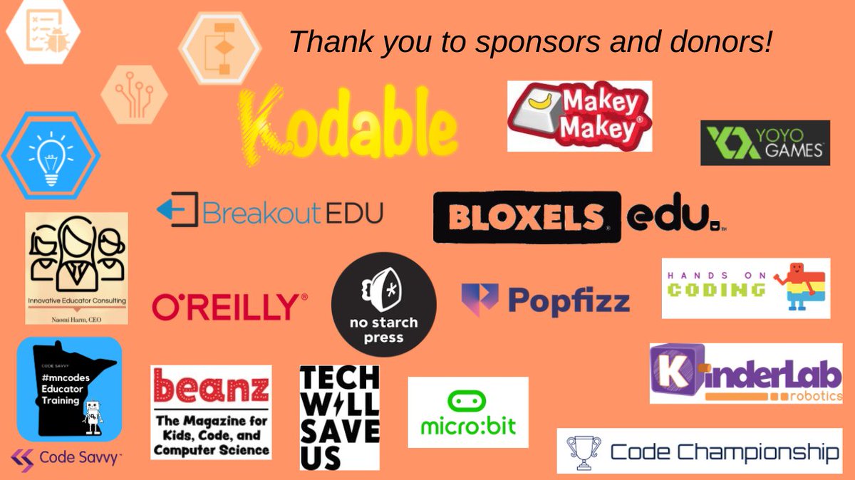 MNCodes's tweet photo. A huge shout out to our awesome sponsors and prize donors for the #MNCodes Digital CS PD and Meet Up event!! @BloxelsEDU @breakoutEDU @CodeChampionshp  @handsoncoding @KinderLabRobot @kodable @makeymakey @microbit_edu @naomiharm @nostarch @techwillsaveus @YoYoGames @CodeSavvyOrg https://t.co/enOHrjAUhN