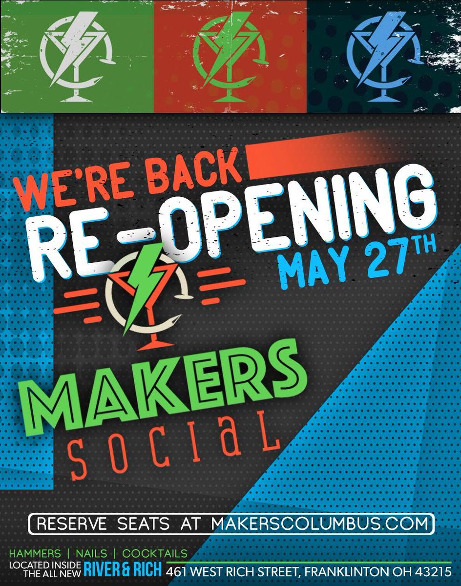 makers_social's tweet photo. Now taking reservations!🕺Visit our website for a list of COVID-19 safety precautions we're taking, and e-mail us with any questions. See you soon! https://t.co/eqNdRQGGpj