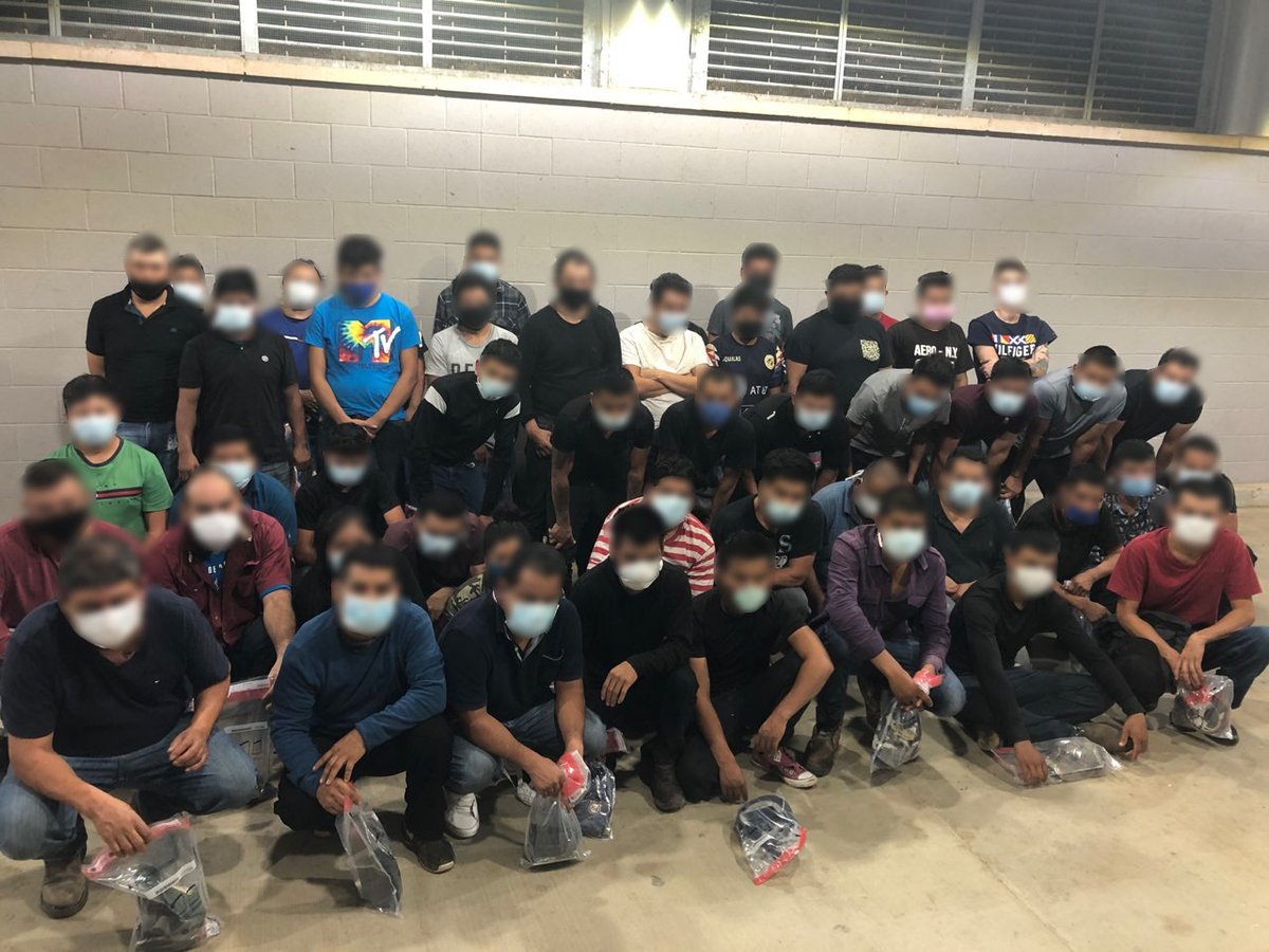 USBPChief's tweet photo. Ruthless smugglers and #COVID-19 are a dangerous mix.
 
In two months, >28 tractor-trailer human smuggling loads were intercepted by RGV and LRT BP agents with >492 migrants trapped inside locked containers. These numbers and conditions are worrisome.

https://t.co/VNPxF2PsAH https://t.co/OeiqVOy9Za