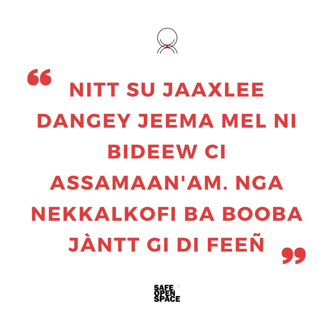 sos_senegal's tweet photo. Deel bayi xel nitt ñi la wërr, di leen gëstu te di leen teewal saa yuñu nekke ci ay tolof tolof 💚

#safeopenspacesn #sossn https://t.co/9m1aWGpgXm