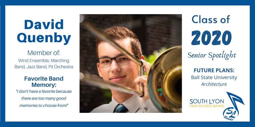 SLHSBands's tweet photo. Celebrating the @SouthLyonHS Band Seniors, Class of 2020! Congrats, David! #SLSeniorStrong #SLHSPride https://t.co/12JWir6NBk