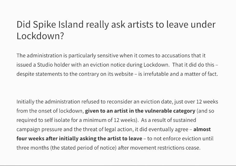 spikereviewed's tweet photo. Did @_SpikeIsland really ask artists to leave after #lockdown kicked in?Answer: Yes
For more answers to questions about the #spikeisland review, check out our FAQs on our site in profile ⏫⏫ #howardsilverman #spikeevictions #spikeisland #bristol #contemporaryart https://t.co/j6OCuF57Fb