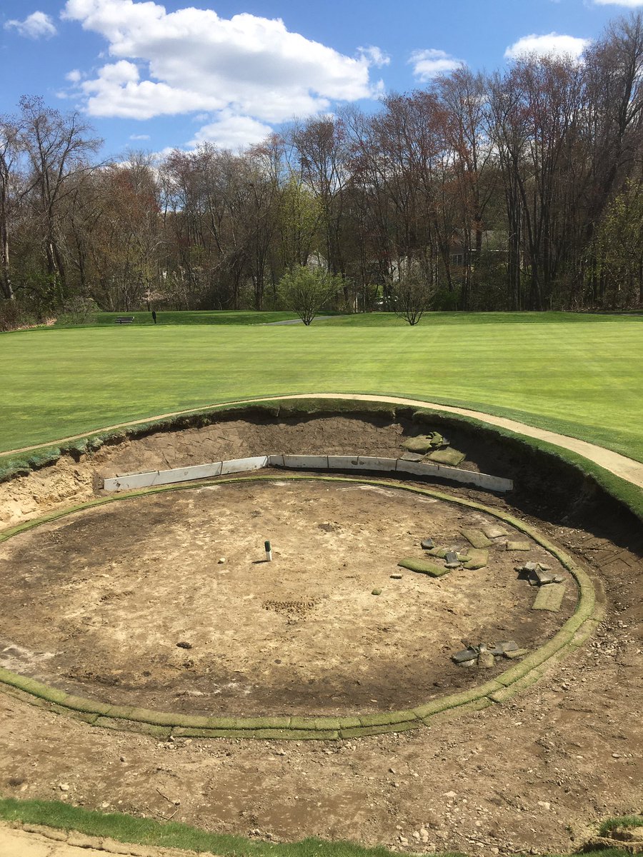 BobDembek's tweet photo. Just finished building our first green side Permaedge bunker this week. Just need to sod and add sand next week. This will allow us to have no rough around it, only closely mowed bent.#permaedge #Lexingtongc https://t.co/GWzDhfoQGU