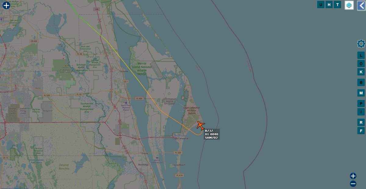 Andy007_SR_A's tweet photo. #USAF 🇺🇸
01-0040 / #AE0945 / #SAM702
C-40B
Departed Joint Base Andrews > Inbound Cape Canaveral Air Force Station - returning senior military officials after #Trumps official Space Force flag launch in the Oval Office...
https://t.co/UU00HaMeRE https://t.co/46Lz57CaHC