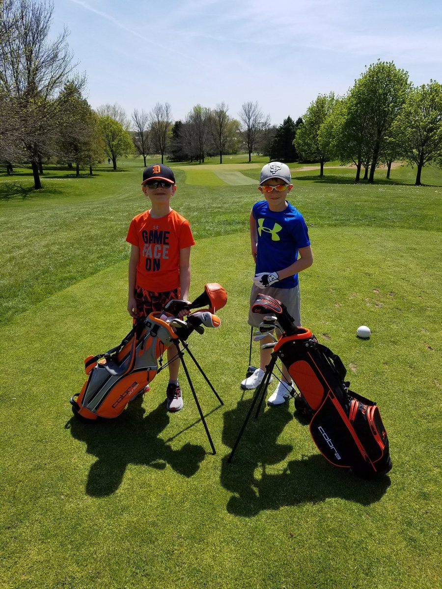 brookewand1's tweet photo. These boys LOVE their new @cobragolf junior sets! Orange is the new favorite color thanks to @RickieFowler 
Hitting them long and straight for 9 year olds! Going to beat their Mom soon! https://t.co/5H1HPhUJX4