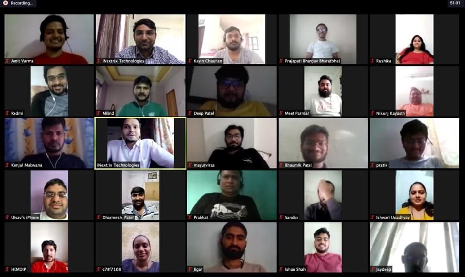 Inextrix's tweet photo. We had arranged "General Meeting" remotely with our all team members to interact with each other.
It had really a unique experience for all of us where we feel more energetic & refreshed.
#GeneralMeeting #OfficialTalk #VirtualConnectivity #RemotelyMeeting #CorporateMeeting https://t.co/iZyLyxfAgG