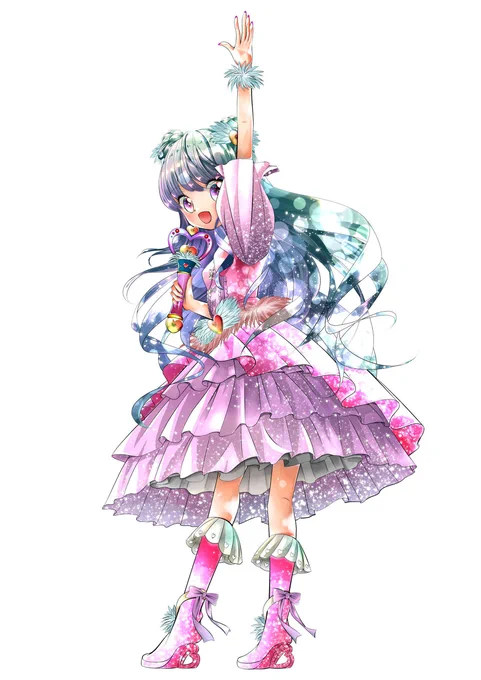 僕だけのアイドル #オリジナル #女の子 #イラスト #デジタル #少女 #ふりふり #ピンク #キラキラ #ファッション #アイドル 