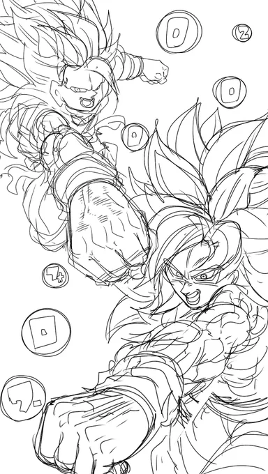 2000人記念イラスト2枚目ラフ画。細かい部分は抜きにしてあんまり描いてこなかった3と4を書いてみようと実験。反響が良かったら4や3、ジャネンバ達のイラストなんかも増やしていけたらなぁと思います。個人的にパーフェクトセルをちゃんと描いてみようかなと考え中。。。 