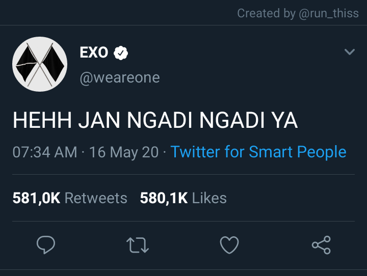 run_thiss's tweet photo. EXO FAKE TWEET !!

Save aja klo ada yg pgn di save https://t.co/LkqB6Mg4Dh