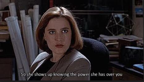 1x12 SERVES when it comes to jealousy, yes, but Scully being protective of Mulder when Phoebe comes to fuck him up emotionally with a case about fire, which is traumatic for him, is so underrated The way she’s ready to THROW DOWN w this British bitch