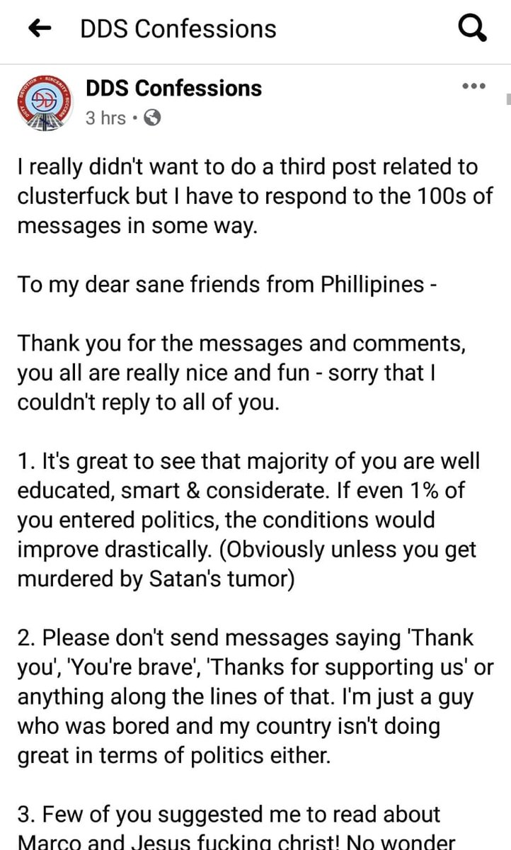 The next day, the admin had to put a third post responding to all the messages he had received from both sides.