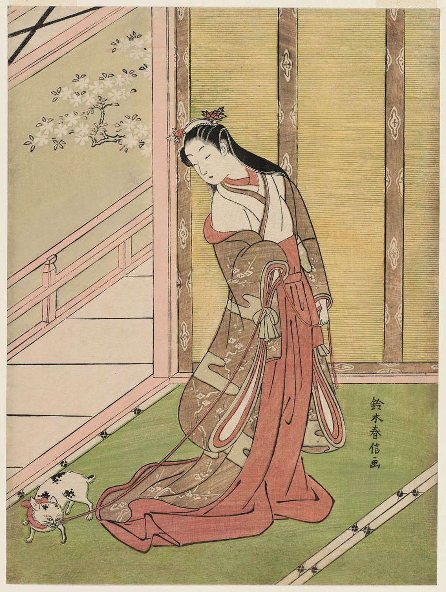 Suzuki Harunobu (1725-1770), The Third Princess (Nyosan no miya) and Her Cat
