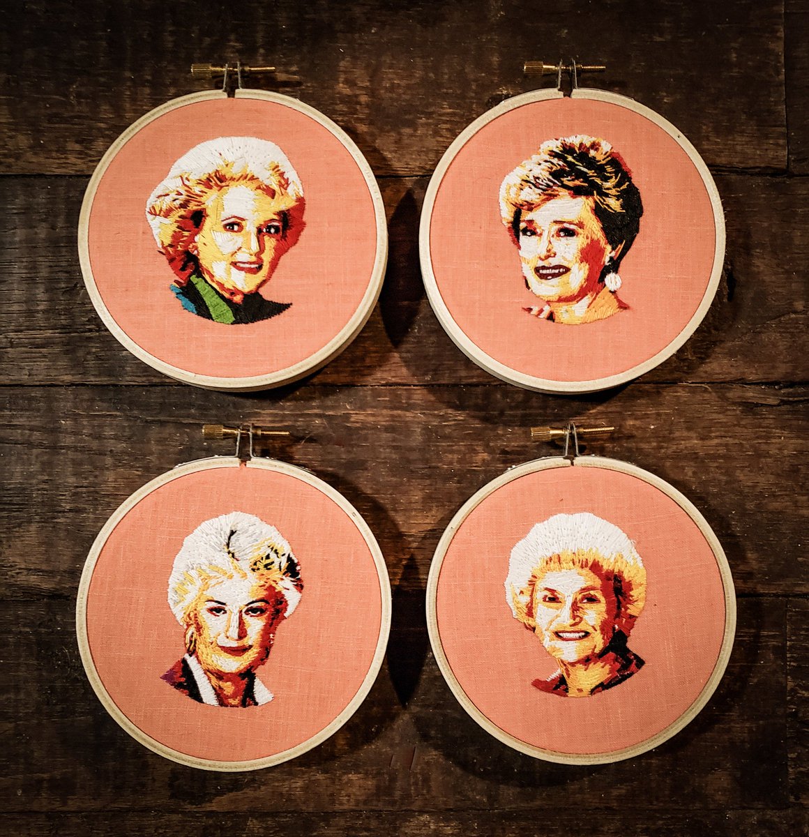 SweetFlossieMa2's tweet photo. Golden Girls #portraitembroidery https://t.co/ythf0yjLmI