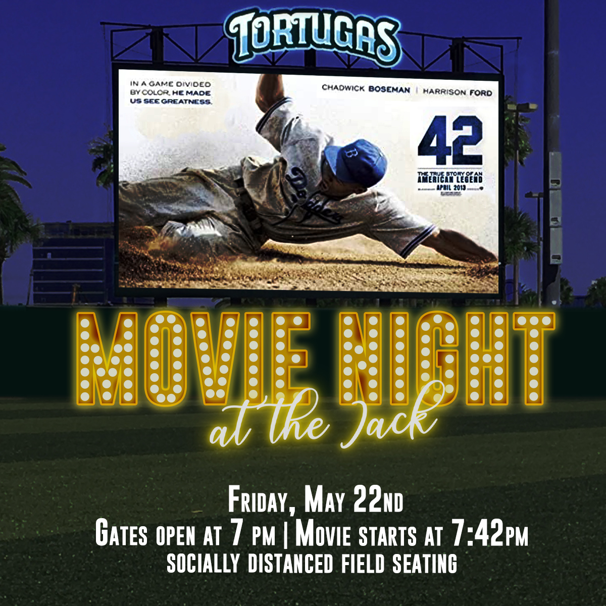 daytonatortugas's tweet photo. One Week from today--YOU can walk through the gates at Jackie Robinson Ballpark once again! The health and safety of our fans remains our top priority, and we so excited for opportunity to welcome you to back to The Jack! #StandWithTheJack #Save42 https://t.co/HYvqmJH9Gu