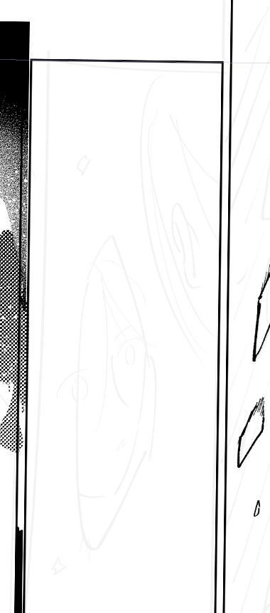 45話の1ページ目が残ってました
ネーム(下書き)・・→線画・・→完成(仕上げ)
たぶん後ろから見たほっぺのアールがベタでつぶれちゃうかもと名残惜しんで撮ったんじゃないかと思われます…