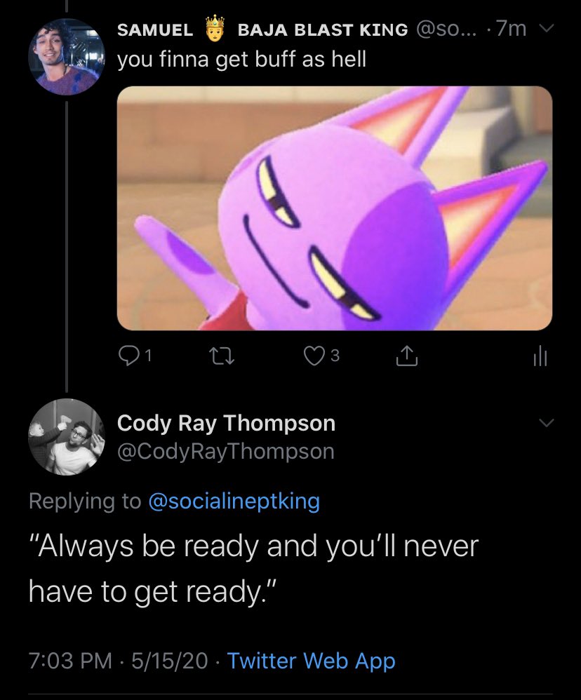 i’m going to cry he replied normally to both of these when i posted bob pictures