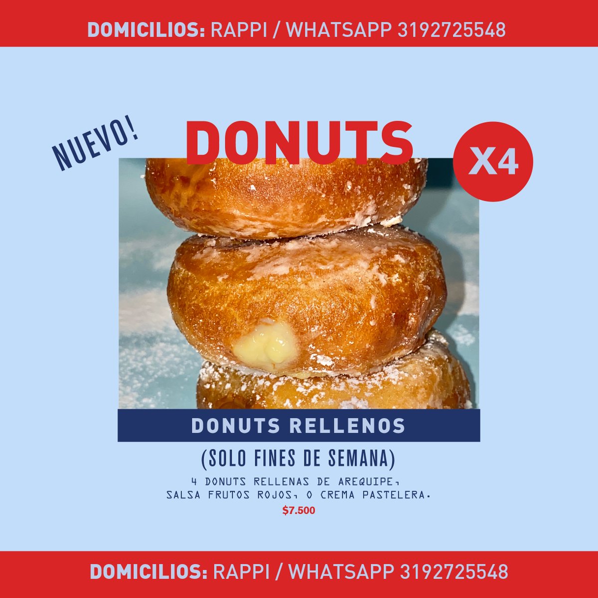 Los domingos innovamos. ¿Qué tal unos paTACOnes y de postre unos donuts rellenos? 🤤 Pide #DomicilioTonalá a nuestro WhatsApp wa.me/573192725548 o por @rappicolombia rappi.app.link/odrgeF3GL5 de 12 m. a 8 p.m. #CineTonaláResiste ❤️