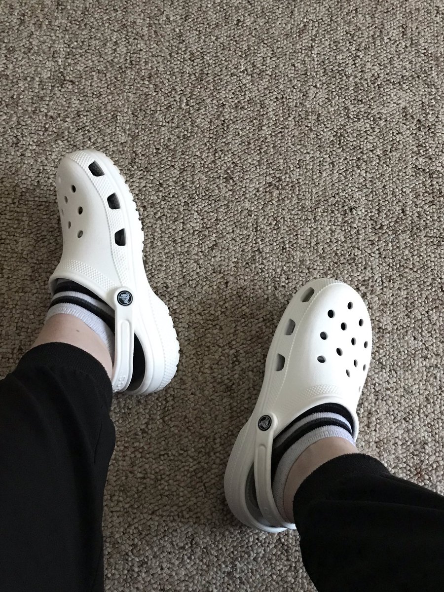 LuckyK13's tweet photo. @Crocs Thank you so much for my new Crocs. As an essential health care worker, I really appreciate it. Stay safe and God Bless! 
           Kayla, C.M.A.🙏🏻😷💜 https://t.co/098WCuYZJb