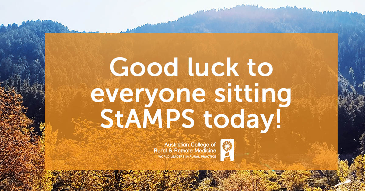 ACRRM's tweet photo. Good luck to everyone sitting the ACRRM StAMPS exam today throughout Australia! https://t.co/VcbHGj8FOH