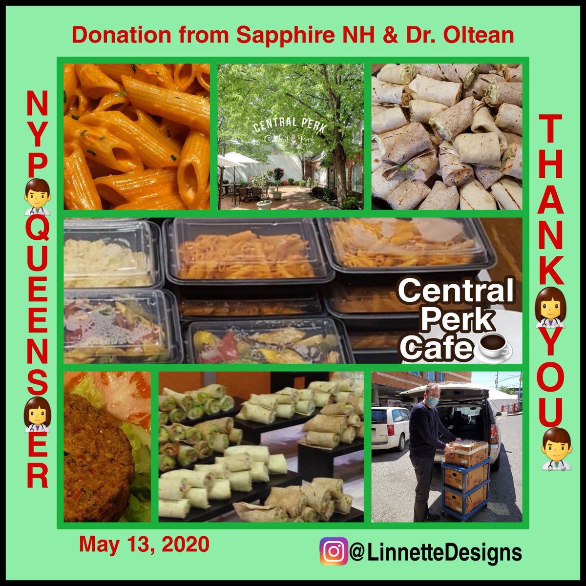 Thanking Dr. Oltean,Ion and Sapphire  Center for Rehabilitation &amp; Nursing Home of Central Queens for the 3rd generous Lunch Donation to our New York Presbyterian Queens Emergency Department@NYPQueens@nyphospital #EmergencyMedicine #ThankYou #COVID19 #Donations #Emergency Dept