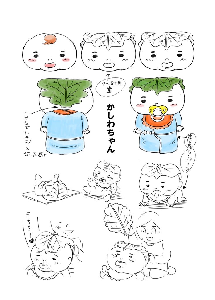 今朝のあそビーバー「おやころモチ」から新キャラ・弟のかしわちゃんが登場しました。かしわちゃんはオムツと一緒に頭の葉っぱも交換しないと泣き続けます。(再放送は5/18 10:20からEテレで) 