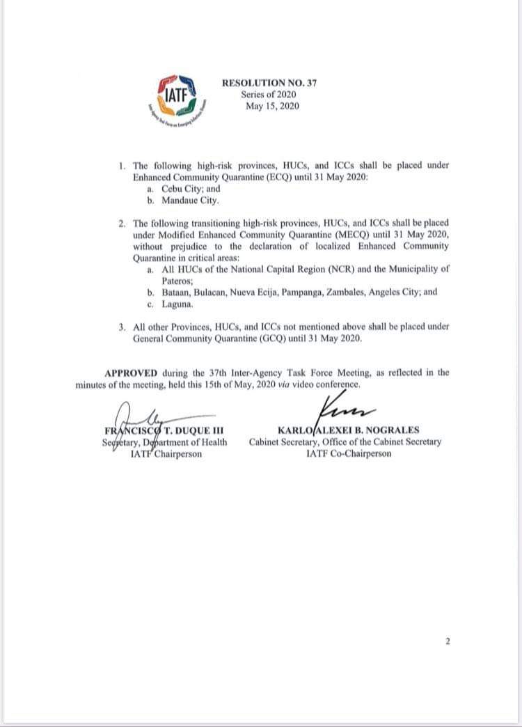 LetranBataan's tweet photo. JUST IN: According to the Inter-Agency Task Force, the Province of BATAAN will be placed under Modified Enhanced Community Quarantine (MECQ) until May 31, 2020.

Keep posted for the MECQ guidelines.

Remain vigilant. Stay safe and healthy, Letranites! https://t.co/2B9yitUu4c