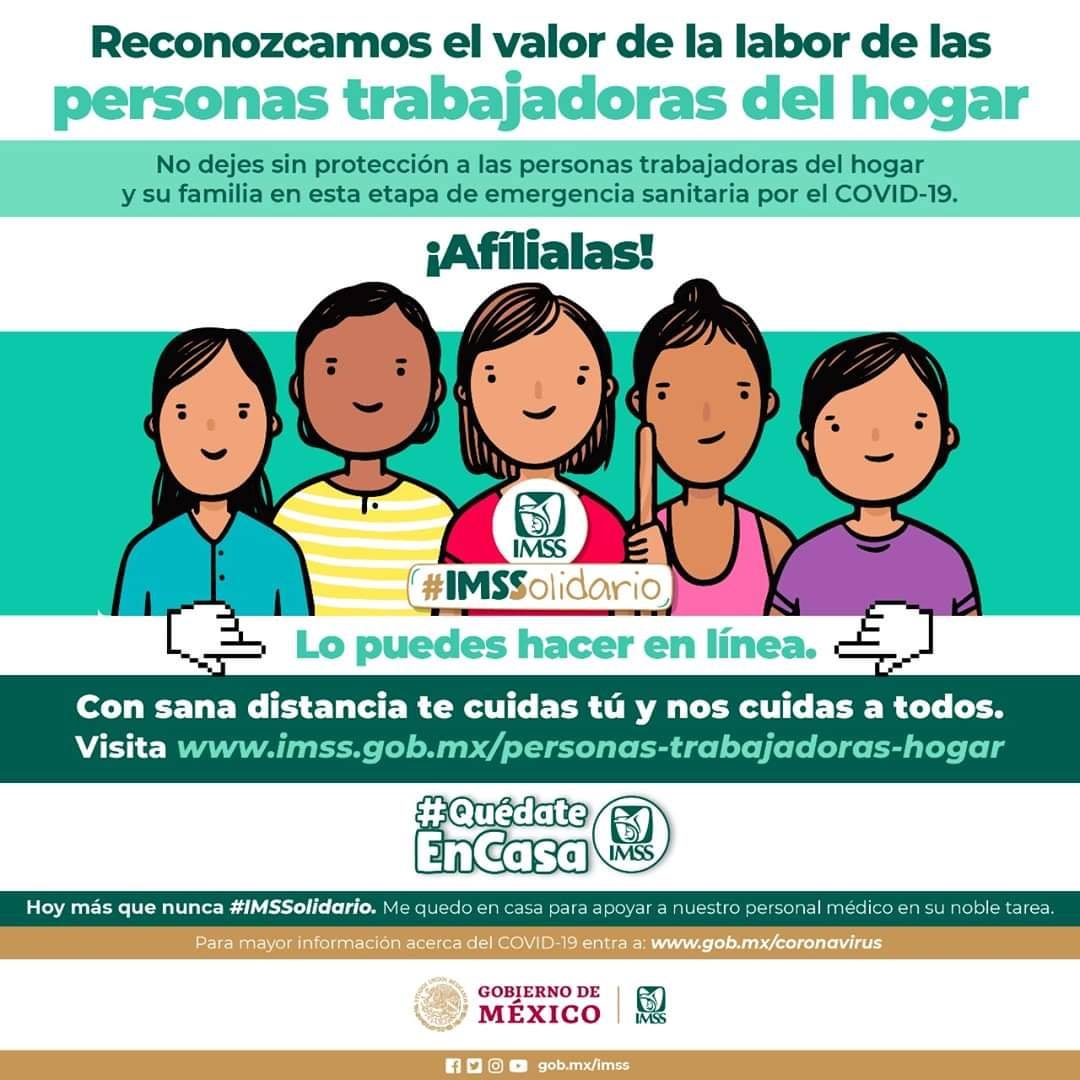 IMSSGro's tweet photo. Reconoce los derechos de las personas #TrabajadorasDelHogar. No las dejes sin protección en esta etapa de emergencia sanitaria por el #COVID19.

#IMSSolidario #QuédateEnCasa #MéxicoUnido https://t.co/FbgrkK1YAk