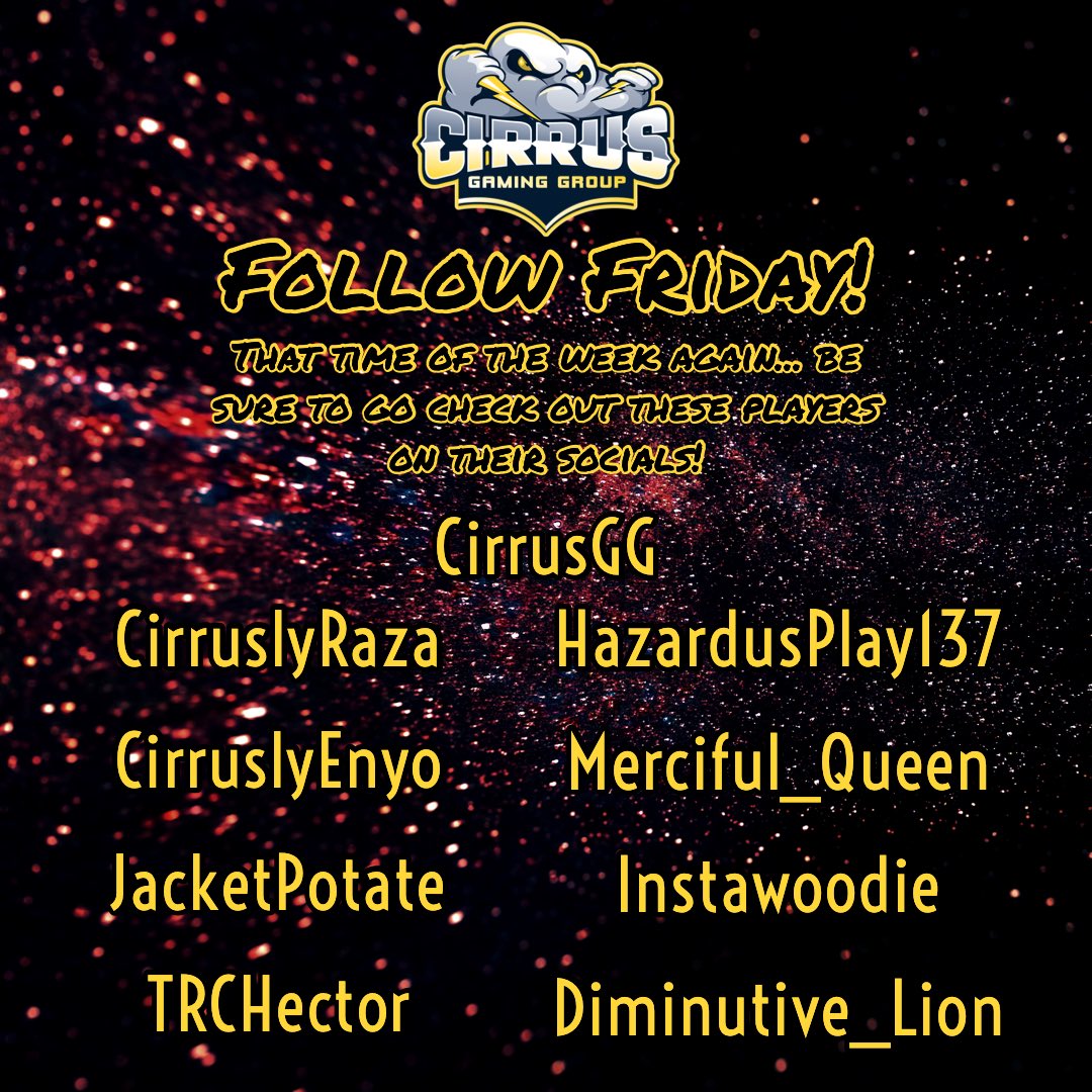 CirrusGG's tweet photo. It’s time for the #CGGFam #followfriday again! Go some these guys some love! #modernwarfare #cod #apexlegends RTs appreciated! @ShoutGamers @ShoutRTs https://t.co/0G69M6dBeB