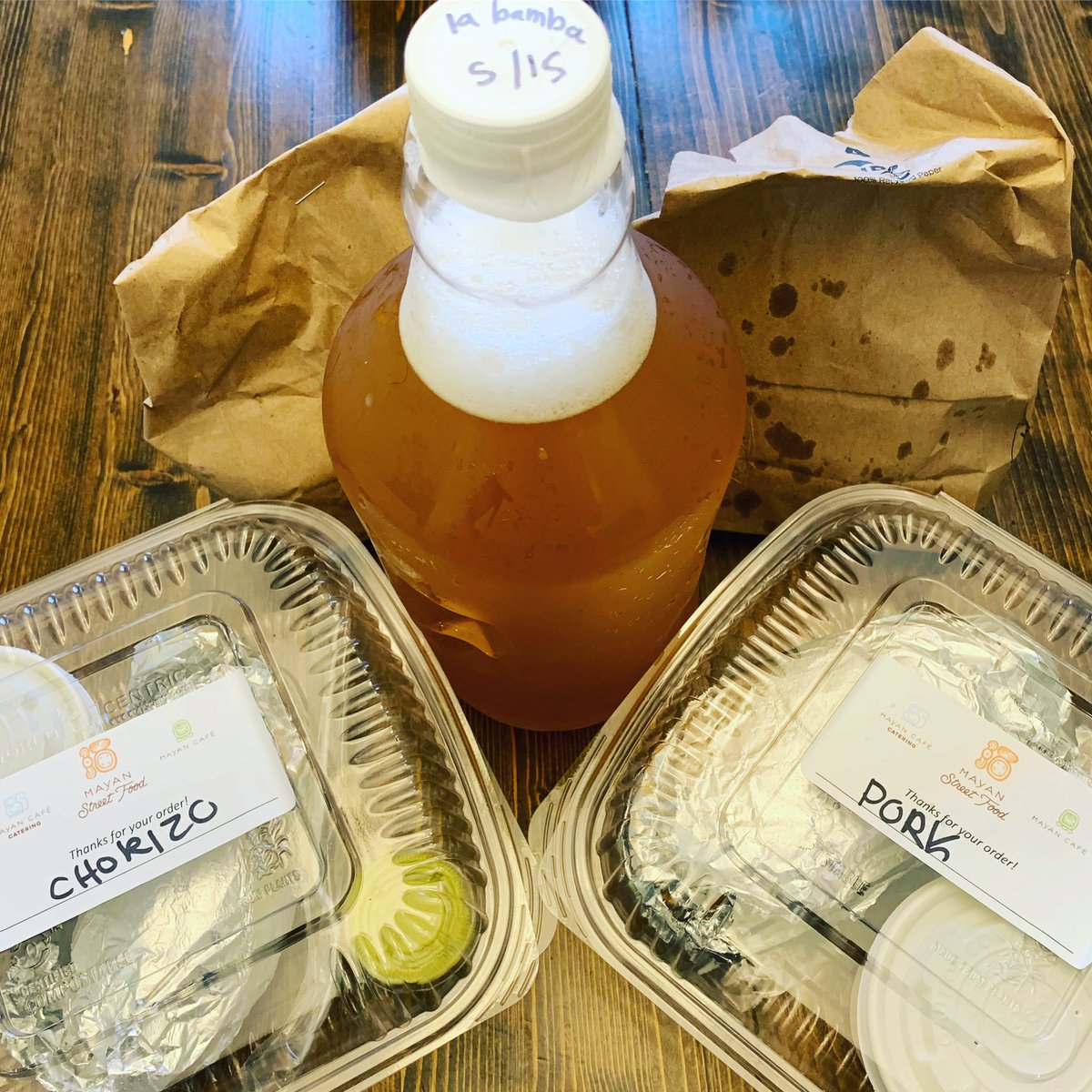 This Friday night special brought to you by @mayanstreetfood and @gravelybrewing 🍺🌯#labamba #porktorta #chorizoburrito #healthyathome #buylocal #mayancafe #growler