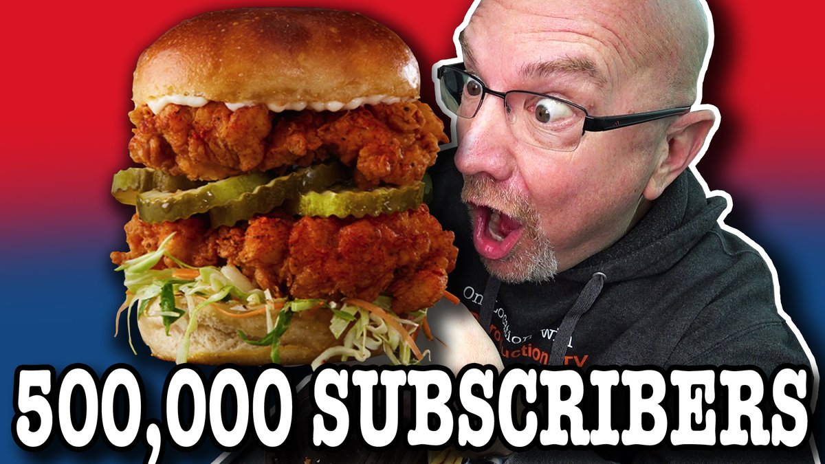 Celebrating my 500,000th Subscriber and eating the Nashville Hot Chicken Sandwich from Kelseys Original Roadhouse. <a href="/kelseys/">kelseys</a> 
youtube.com/watch?v=vjsQf9…