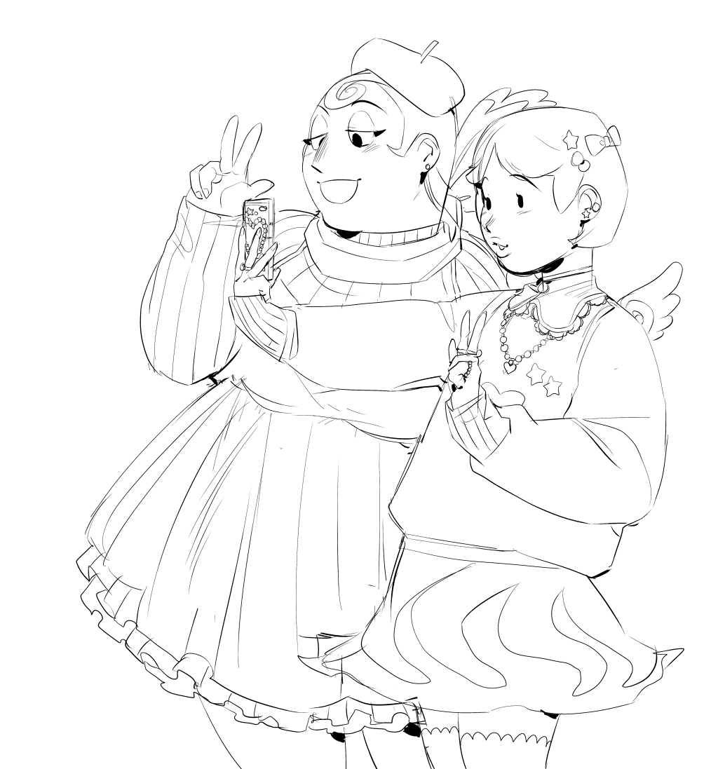 Some ACNH gijinka doodles I did a bit back...
The first one is based on a convo I saw Marina and Flurry having about what to get Sprocket as a present~