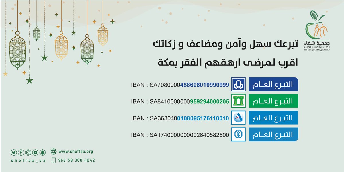 Sheffaa_sa's tweet image. #تصدق_ليلة_القدر

ليلة وترية !!

وتتمنى تتصدق في #مكة_المكرمة 🕋 ؟

وتنقذ حياة مريض و فقير بعد؟

احصل على بركة المال ومضاعفة الاجر بعلاج المرضى الفقراء والأيتام في #مكة 🕋 ..

عبر التبرع الآمن لـ #جمعية_شفاء ✅ 👇🏻

store.sheffaa.org

#زكاتي