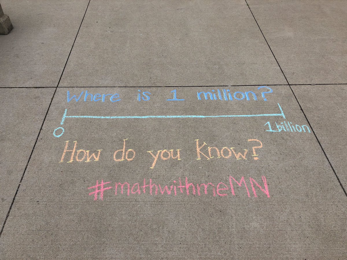 Phase 1:
1. Find something at home to recreate the image (spaghetti, pencils, post-it notes, cardboard, tape, etc.).
2. Then use something to mark where you think "1 million" is on the line. How do you know?
3. Share your installation with others. Compare responses. #mathwithmeMN