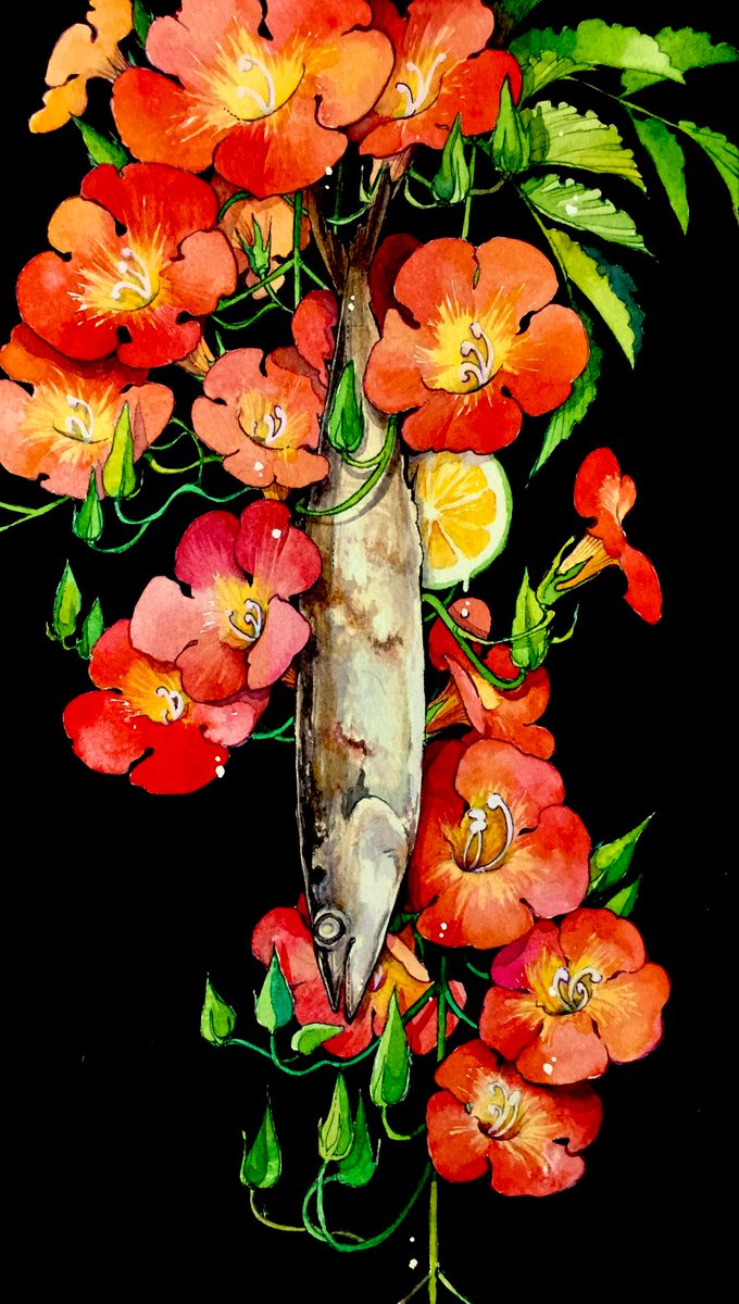 「凌霄花と栴檀。 」|錠マヱのイラスト