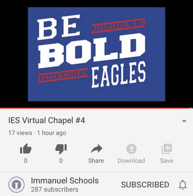 ImmanuelbyFaith's tweet photo. Our amazing second graders (with the help of their teachers, Mrs. Gutierrez &amp; Mrs. Angelo) lead us in chapel today! Join them in worship, hear how the Lord is working in their lives, &amp; don’t forget to BE BOLD!! #GoEagles #BeBold #Joshua1v9 #VirtualChapel 
https://t.co/LhC7Wx3tBc https://t.co/YyZDgoZZcU