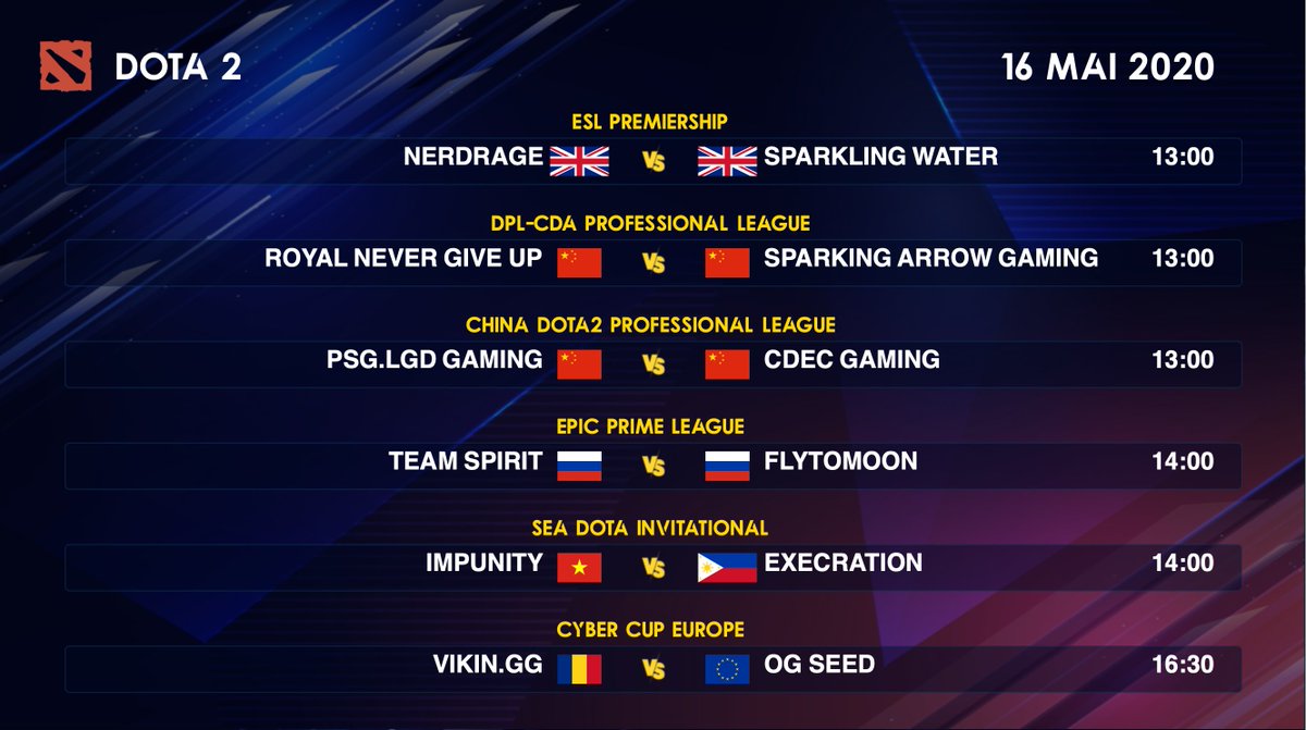 IMP_DOTA2's tweet photo. Programme Dota 2 du 16 mai 2020👇 https://t.co/UxQTymvaR8
