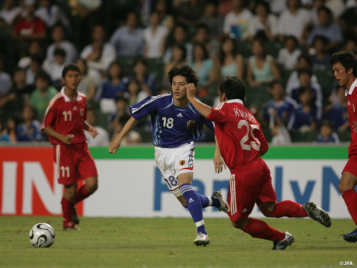 サッカー日本代表 Onthisday 07 5 16 アジア男子サッカー08 2次予選 北京オリンピック08 2次予選 U22日本代表 4 0 U 22香港代表 Hong Kong Stadium 李忠成 平山相太 本田圭佑 水野晃樹 本田選手による無回転でのfkなどで香港に快勝