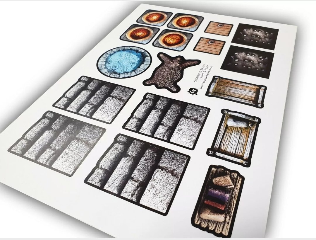 CustomTerrain's tweet image. All new 'Dungeon Essentials' Token Sheet, professional printing &amp;amp; durable lamination. Colours pop, detail is crisp. Add stairs, trap doors, &amp;amp; more to your dungeon layout with ease! ebay.com.au/itm/1934625898… #tabletopgames #ttrpg #rpg #dnd5e #dnd #DungeonsAndDragons #dungeonmaster