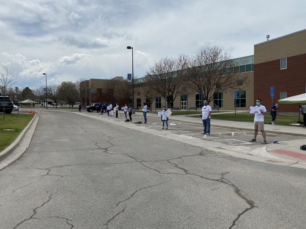 AWest science staff showing off their spacing skills before the Senior Gauntlet. What a great day! <a href="/AWestNow1/">AWestNow</a> @COJasonGlass  <a href="/JeffcoSchoolsCo/">Jeffco Public Schools</a>