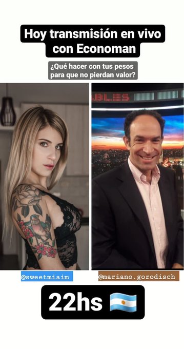 Hoy transmisi&oacute;n en vivo con Economan. &iquest;Qu&eacute; hacer con tus pesos para que no pierdan valor?  22 hs 🇦🇷 En<a href="/tag/sweetmia"class="tags"><span>#sweetmia</span></a>