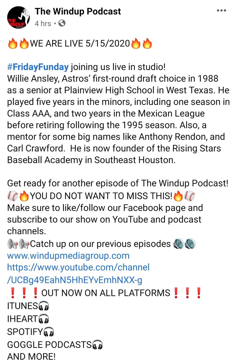 TheWindupHTX's tweet photo. Going live in a few minutes.  Tune in on Facebook Live and Youtube https://t.co/WvPXlscnBH