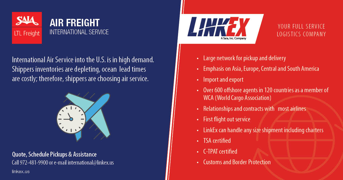 Saialogistics's tweet photo. Quote, Schedule Pickups & Assistance
For more information, call 972-481-9900 or e-mail international@linkex.us
#airfreight #import #export #linkex #saia https://t.co/wKUISJcJcW