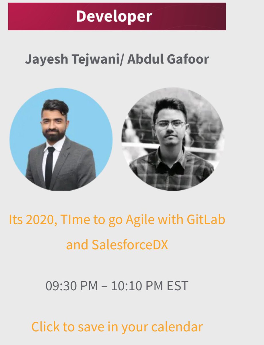 Jayesh Tejwani 🇮🇳 🇨🇦 (@jayeshtej) on Twitter photo Hi, #Ohana
Please join <a href="/abdulgafoorsfdc/">Abdulgafoor</a> me to learn about "How you can Deploy Faster and Better with accuracy using SalesforceDX and Gitlab" in the first-ever 24 hours Virtual Dreamin event.
Thank you to the founders <a href="/amit_sfdc/">Amit Chaudhary</a> <a href="/jitendrazaa/">Jitendra Zaa</a> <a href="/rakeshistom/">Rakesh Gupta</a> Hi, #Ohana
Please join <a href="/abdulgafoorsfdc/">Abdulgafoor</a> me to learn about "How you can Deploy Faster and Better with accuracy using SalesforceDX and Gitlab" in the first-ever 24 hours Virtual Dreamin event.
Thank you to the founders <a href="/amit_sfdc/">Amit Chaudhary</a> <a href="/jitendrazaa/">Jitendra Zaa</a> <a href="/rakeshistom/">Rakesh Gupta</a>